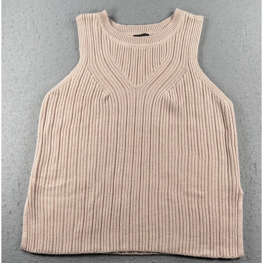 Pendleton Womens XL Blush Pink Sweater Vest Ribbed Knit Mock Neck 100% Cotton